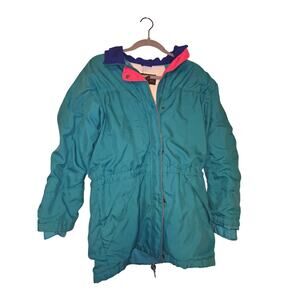 VTG 90s GoreTex Ski Windbreaker Jacket Womens Small Blue Retro Bright Mesh Lined